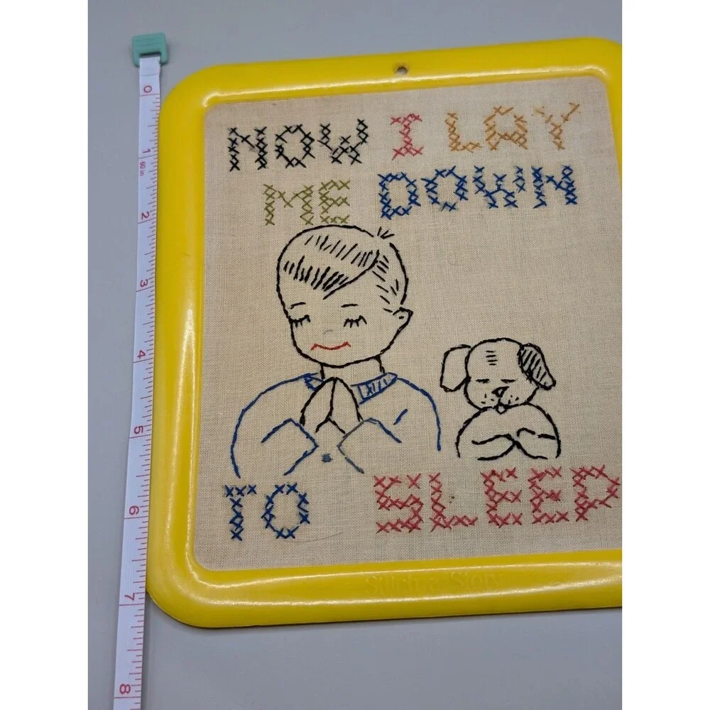 Vtg 1940s Now I Lay Me Down To Sleep, I pray the Lord my soul to keep Embroidery